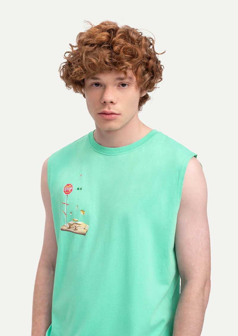 KAFT Turquoise Unisex Regular Tank Top Jionda - 4