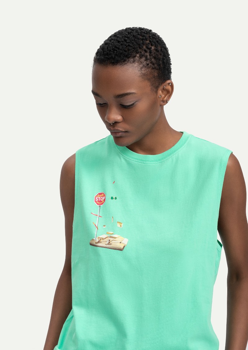 KAFT Turquoise Unisex Regular Tank Top Jionda - 6