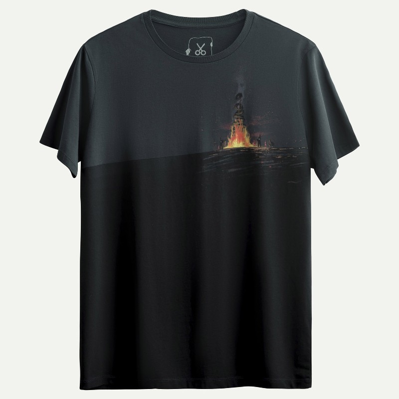 KAFT Kuzgun Unisex Regular Tasarım Tişört Burning Tire - 1