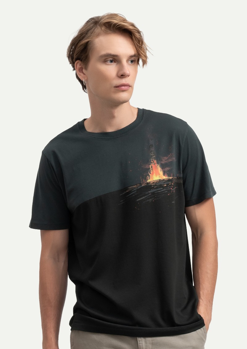 KAFT Kuzgun Unisex Regular Tasarım Tişört Burning Tire - 3