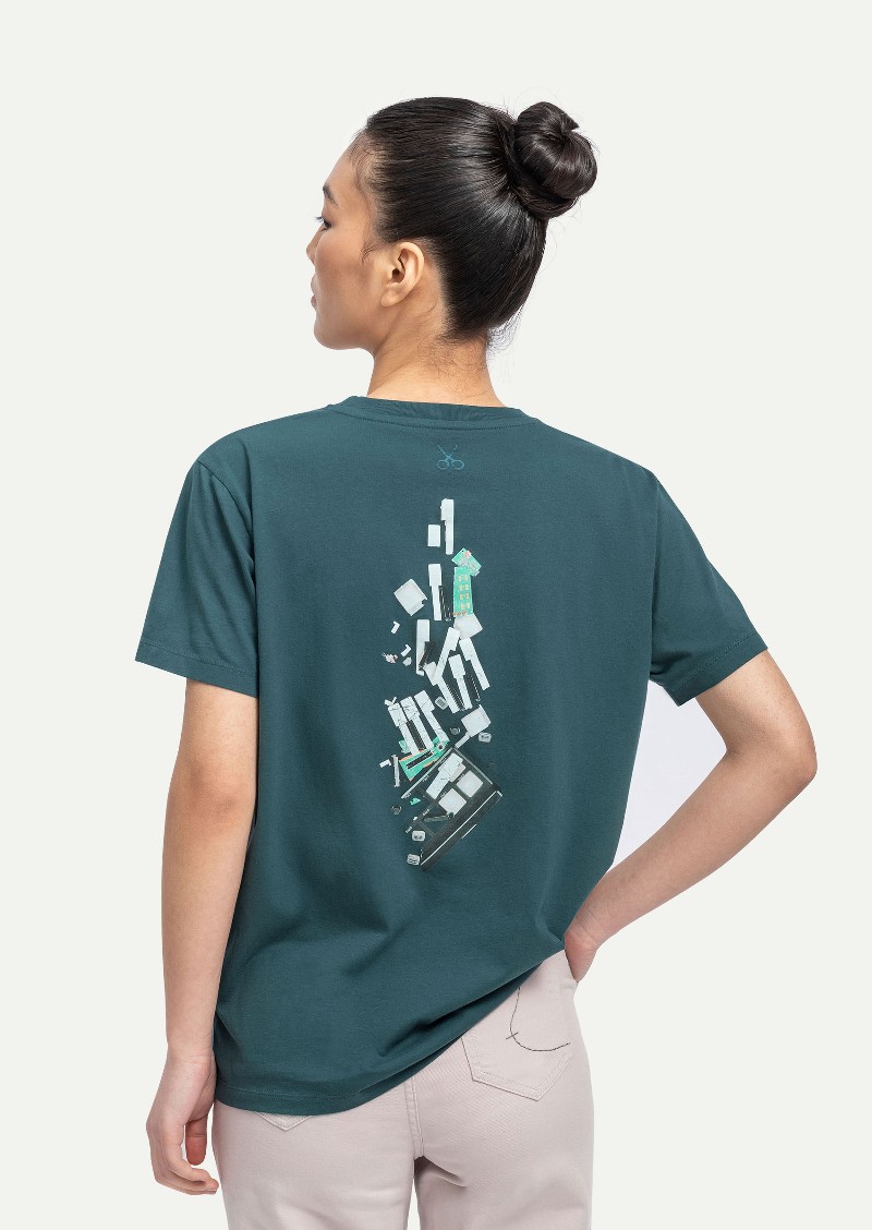 KAFT Okyanus Mavi Unisex Regular Tasarım Tişört Fast Fingers - 6