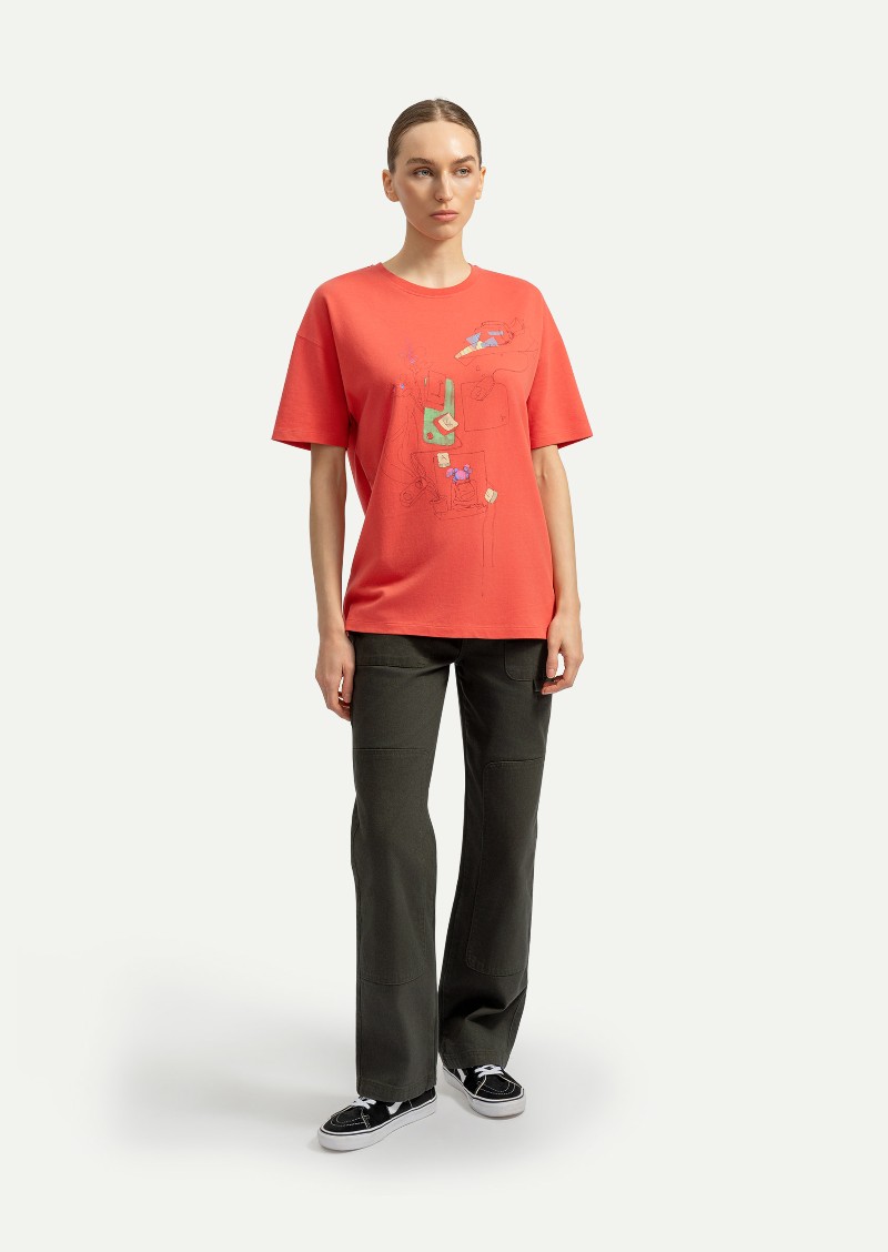 KAFT Mercan Unisex Relax Tasarım Tişört Herl - 7