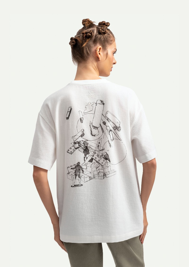 KAFT Kırık Beyaz Unisex Sketch Tasarım Tişört Mind Museum Sketch - 7