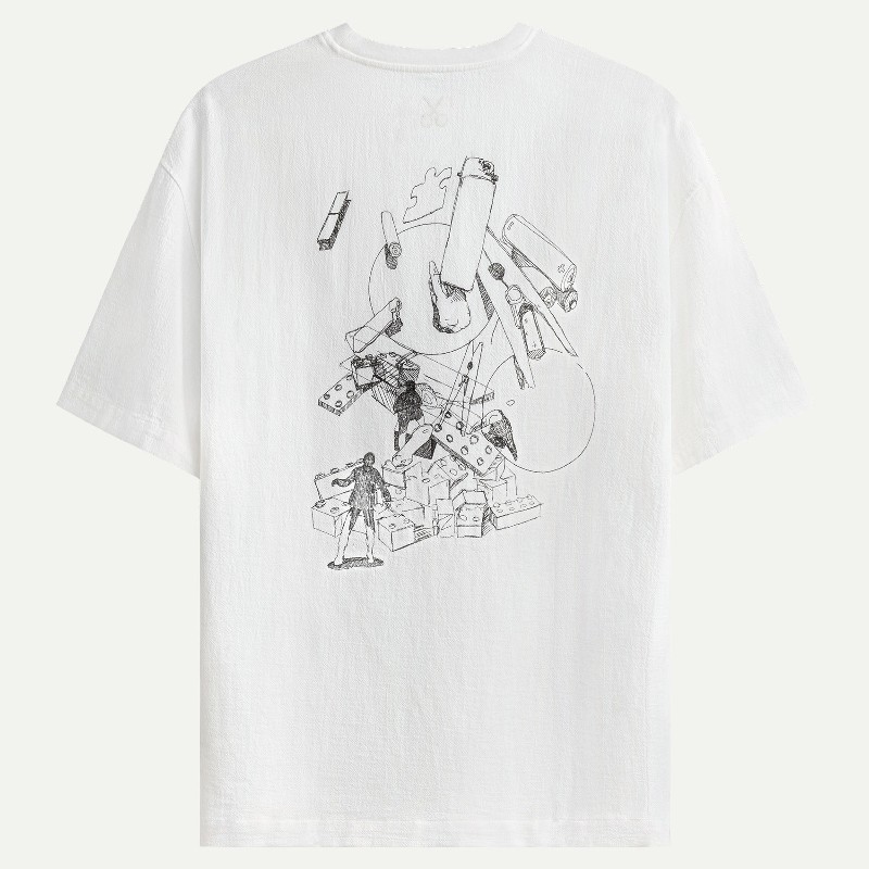 KAFT Kırık Beyaz Unisex Sketch Tasarım Tişört Mind Museum Sketch - 2