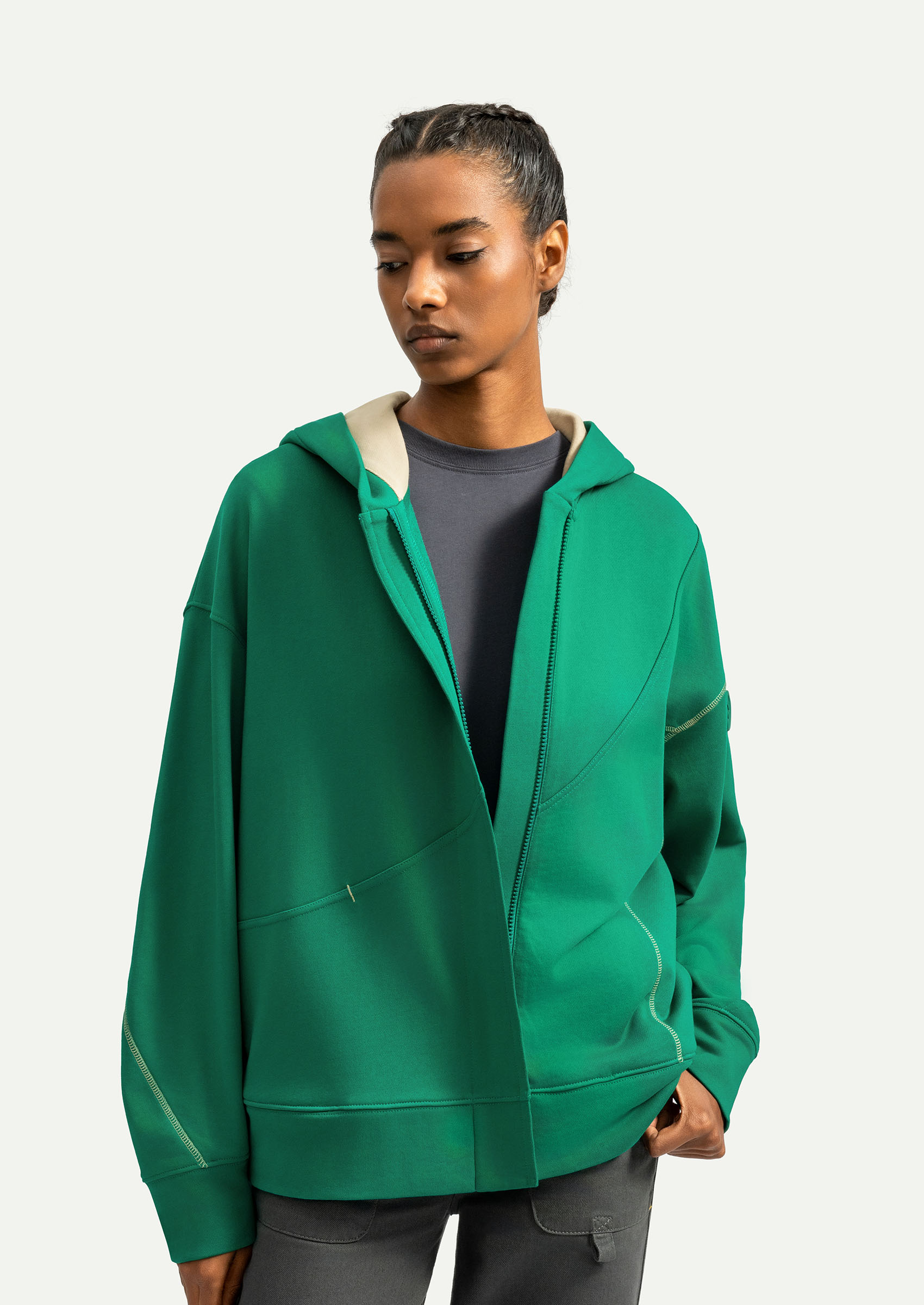 Yeşil Unisex Fermuarlı Kapşonlu | KAFT (Ziplay - Forest Shade)